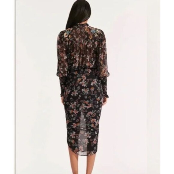 VERONICA BEARD Shaia Embellished 3-D Beaded Ruched Ruffle Sleeve Dress sz 8 $695 - Picture 6 of 8